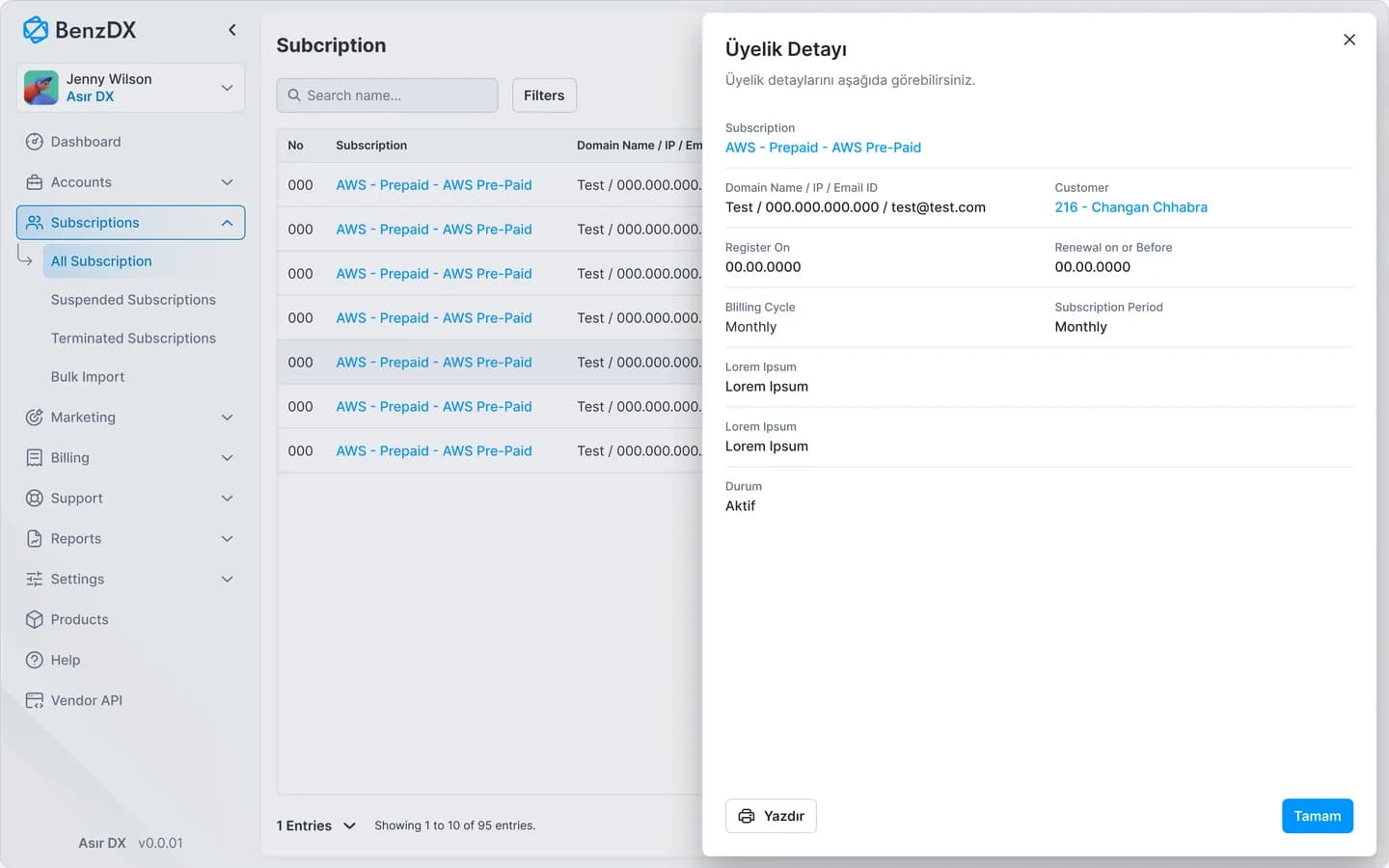 Subscription detail