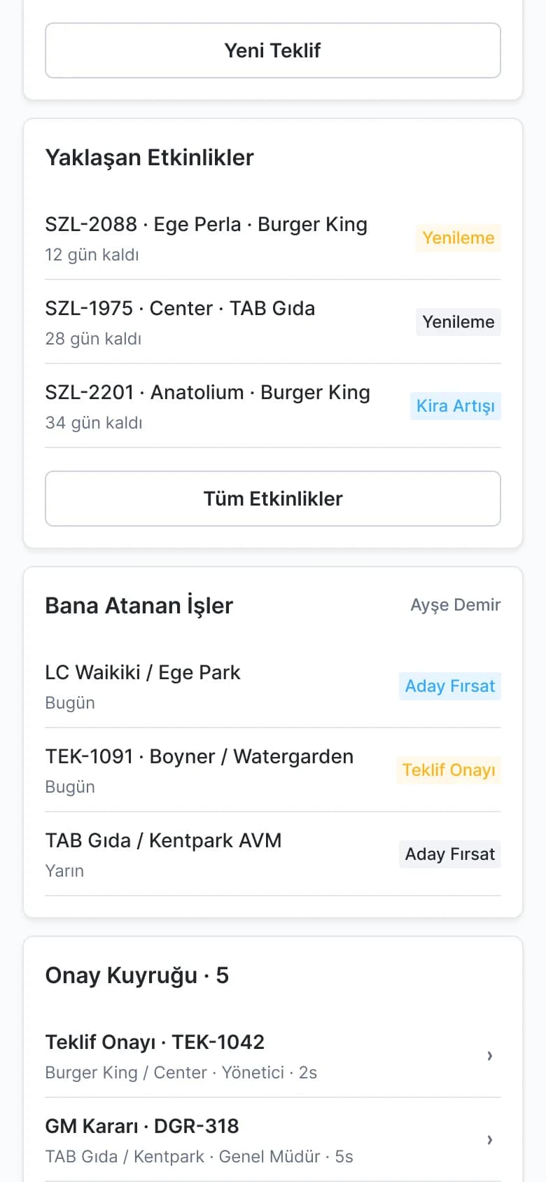 Upcoming events and my tasks