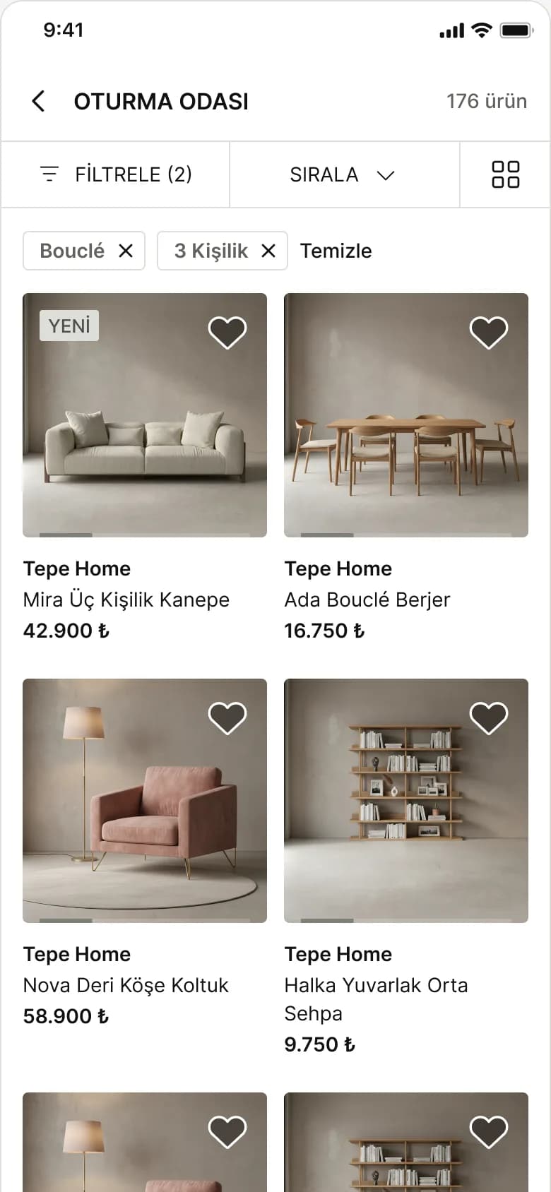 Category page with filters