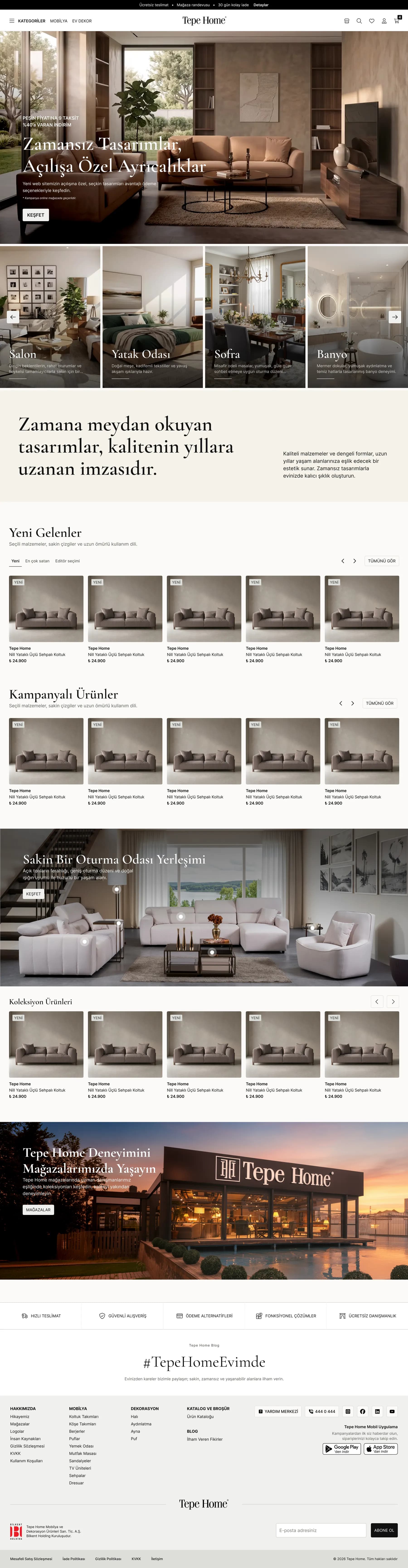 The full Tepe Home home page